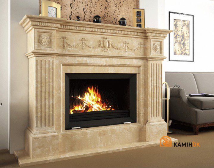 Портал для каміна (облицювання) Амстердам Botticino/Volakas