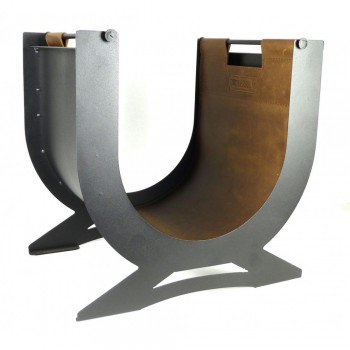 КОШИК ДЛЯ ДРОВ, ДРОВНИЦЯ ДЛЯ КАМІНА, ДЛЯ ПЕЧІ "ЗЕВС", З СУМКОЮ З НАТУРАЛЬНОЇ ШКІРИ