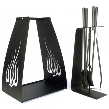 НАБІР ДЛЯ КАМІНА "ФЕНІКС" ТА КОШИК ДЛЯ ДРОВ "ПОЛУМ'Я"