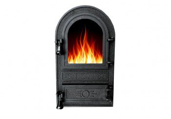 Дверцята пічні зі склом «FLOWER» 305х520 мм Чавунні дверцята для печі барбекю кухні