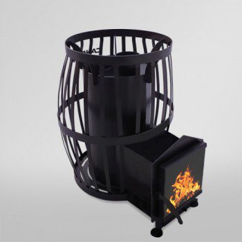 Піч для лазні Бочка 30 м³ з виносом та склом 305*305