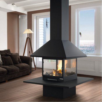 Дизайнерський камін Traforart Vulkano central with close system