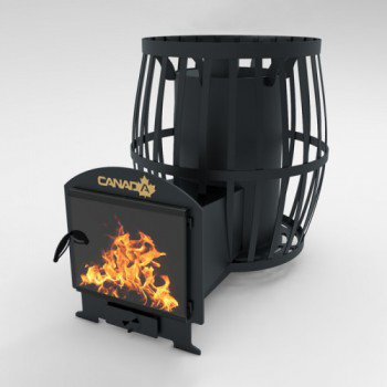 Печі  для лазні та сауни Бочка 30 м³ зі склом 400*400 та виносом