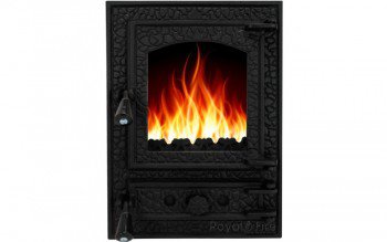 Дверцята пічні зі склом "Bastion XL" 460х501 Чавунні