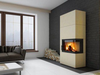 SOLID L - кахельний камін з лівим кутовим склом