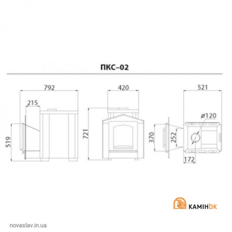 Фото1.Піч-кам'янка Новаслав Панорама ПКС 02 КС3